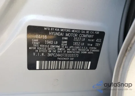 2018 Hyundai Accent Se z USA, uszkodzony, nr VIN 3KPC24A37JE033173